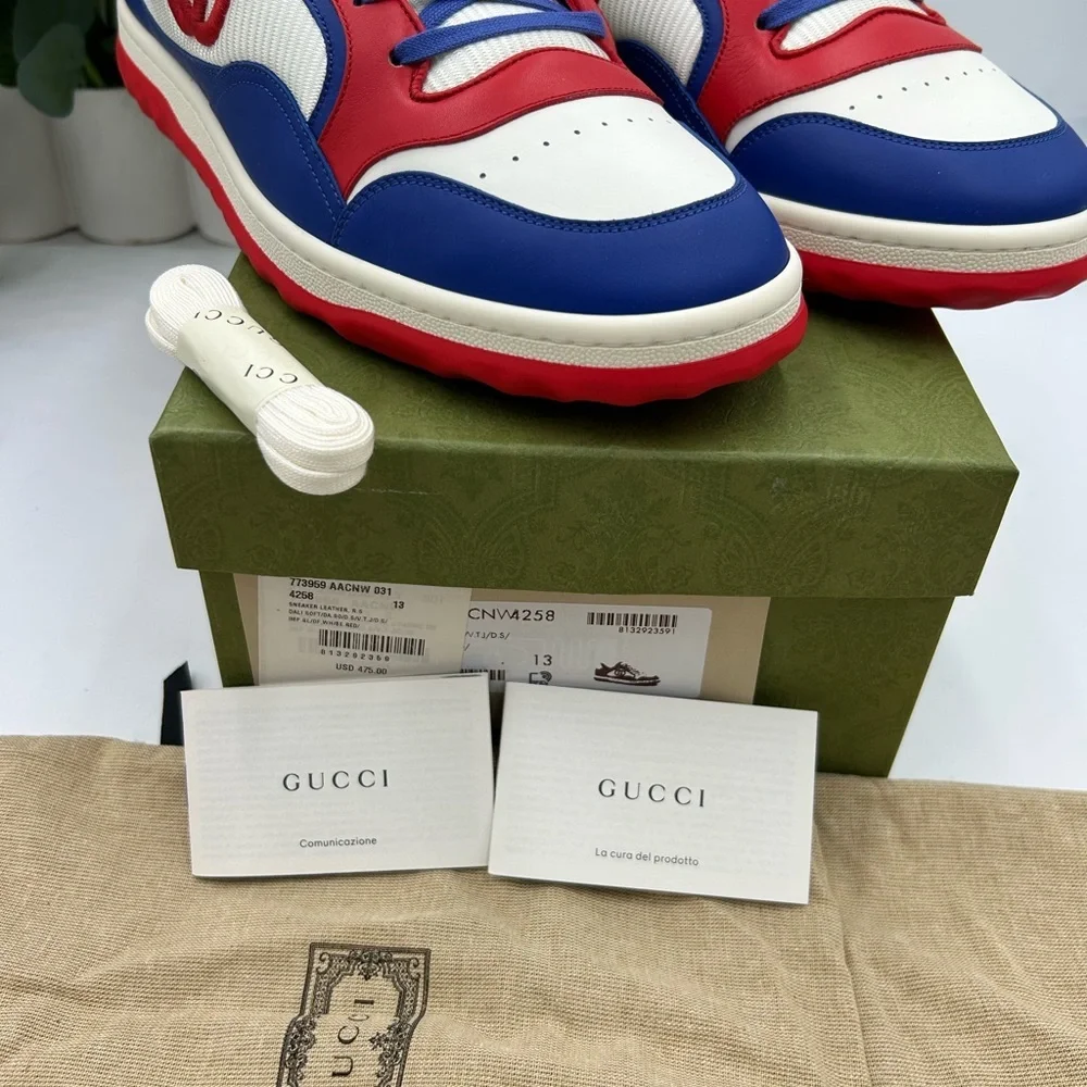 Men's Gucci Mac 80 leather low top sneakers size 13 made in Italy